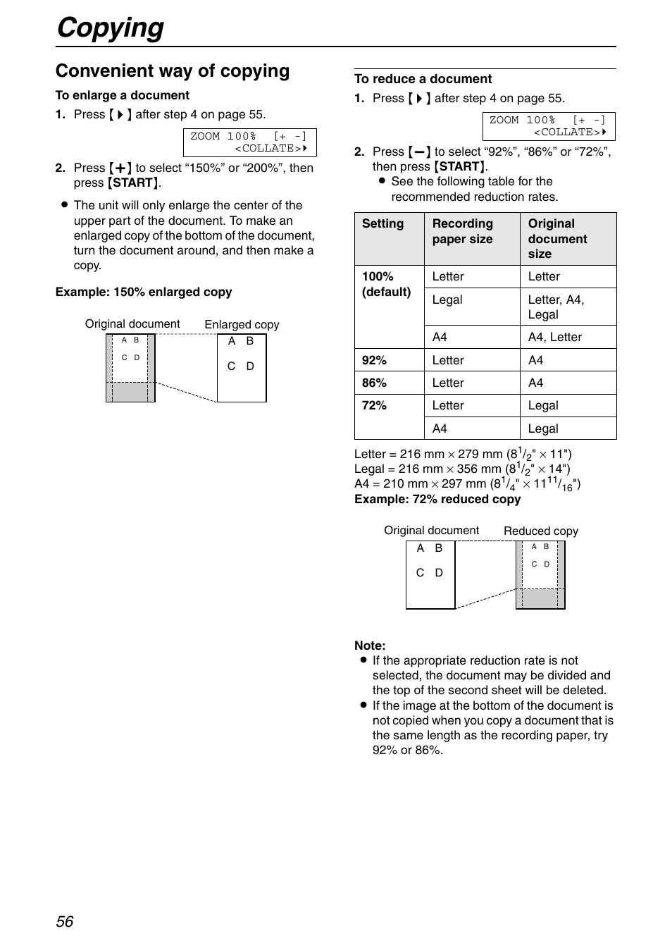 Copying, Convenient way of copying | Panasonic KX-FHD332 User Manual | Page 56 / 92