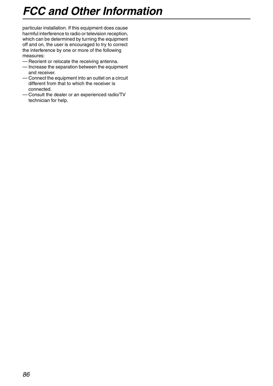 Fcc and other information | Panasonic KX-FHD332 User Manual | Page 86 / 92