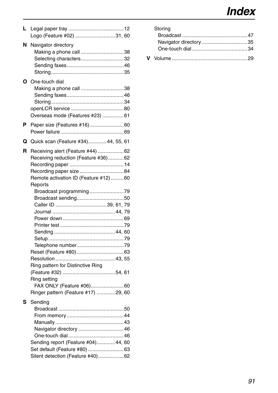 Index | Panasonic KX-FHD332 User Manual | Page 91 / 92