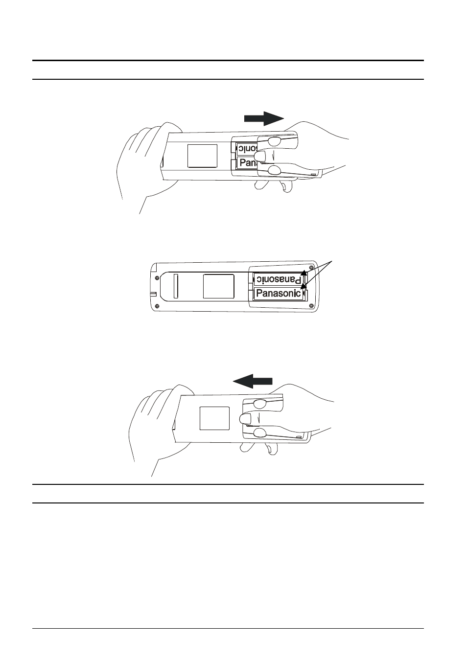 Battery installation and replacement, Battery precautions open battery cover, Insert batteries | Replace battery cover, Battery precautions | Panasonic TX-86PW100A User Manual | Page 6 / 48