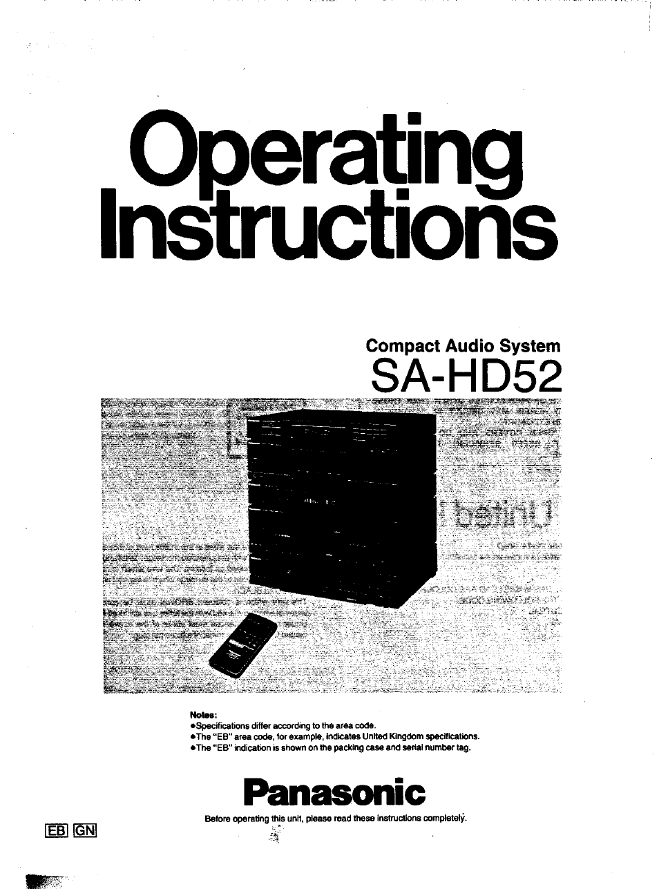 Panasonic SA-HD52 User Manual | 42 pages