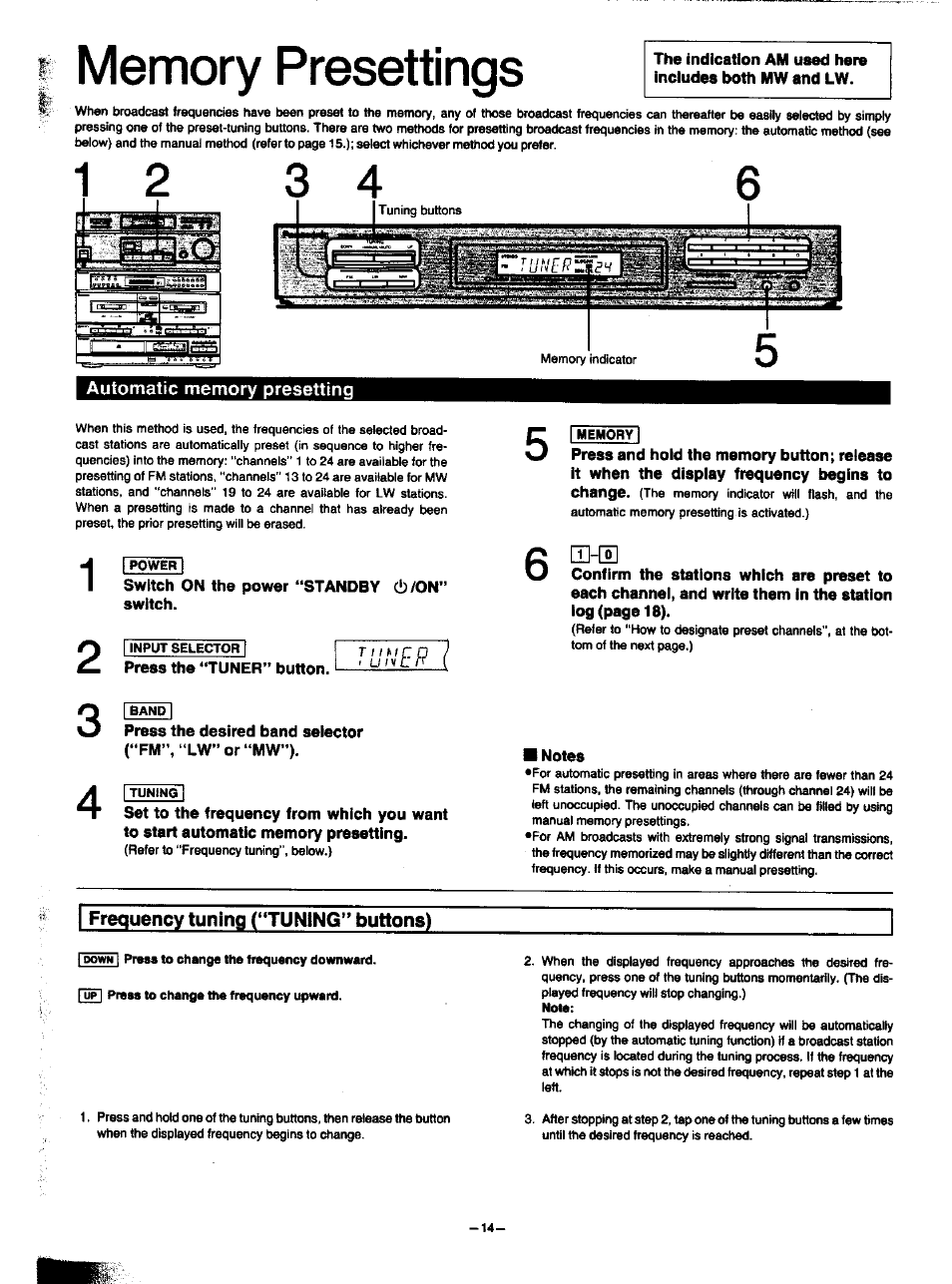 Memory presettings, Automatic memory presetting, I1i-0 | Panasonic SA-HD52 User Manual | Page 14 / 42