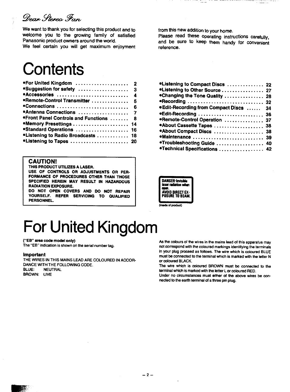 Panasonic SA-HD52 User Manual | Page 2 / 42