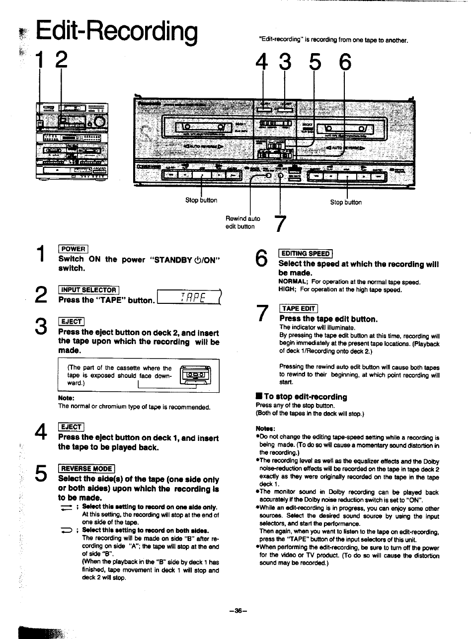 Edit-recording, Jrpe ì | Panasonic SA-HD52 User Manual | Page 35 / 42