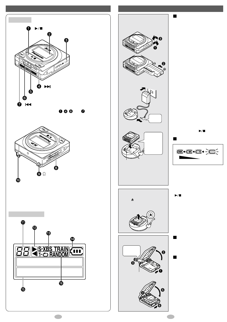 Location of controls batteries, Main unit display panel | Panasonic SV-SD85 User Manual | Page 2 / 8