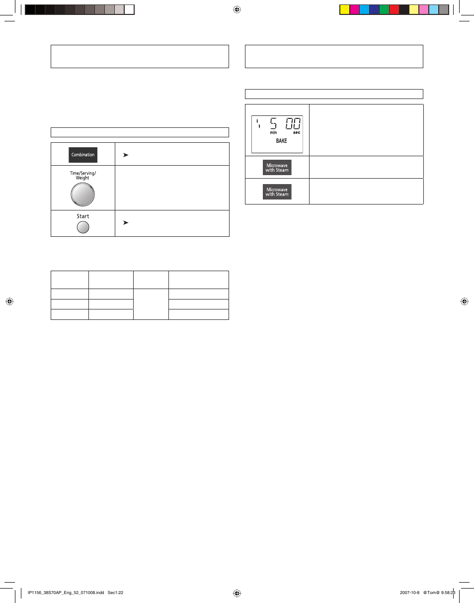 Combination feature, Steam shot feature | Panasonic NN-CS597S User Manual | Page 24 / 44