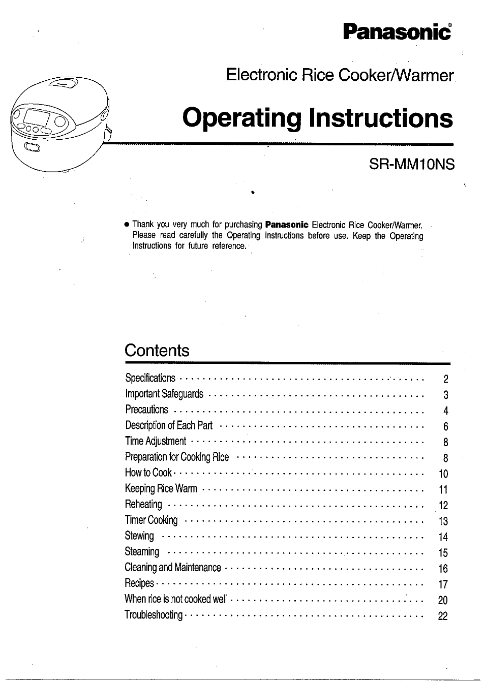 Panasonic SRMM10NS User Manual | 24 pages