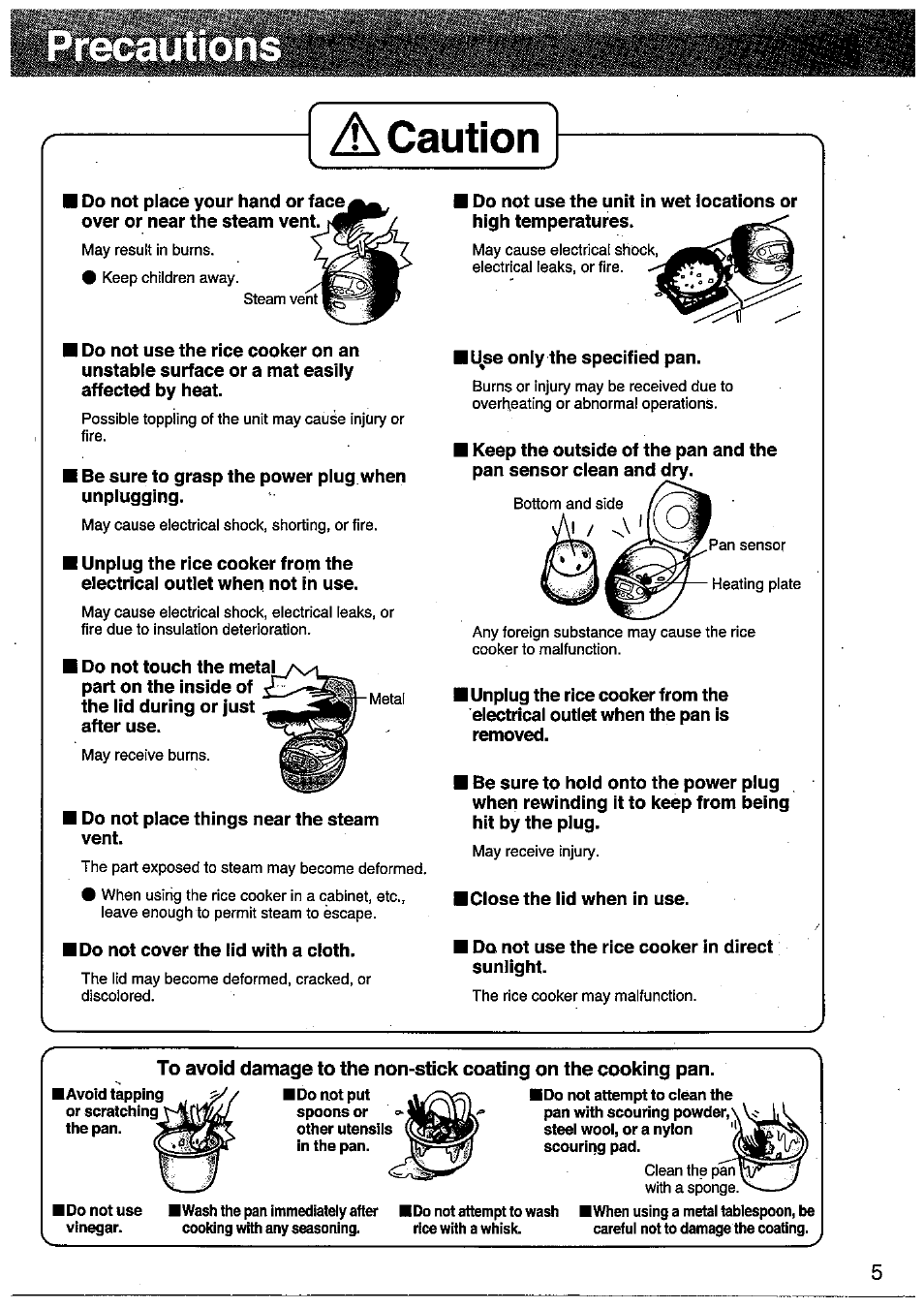 A caution, Caution | Panasonic SRMM10NS User Manual | Page 5 / 24