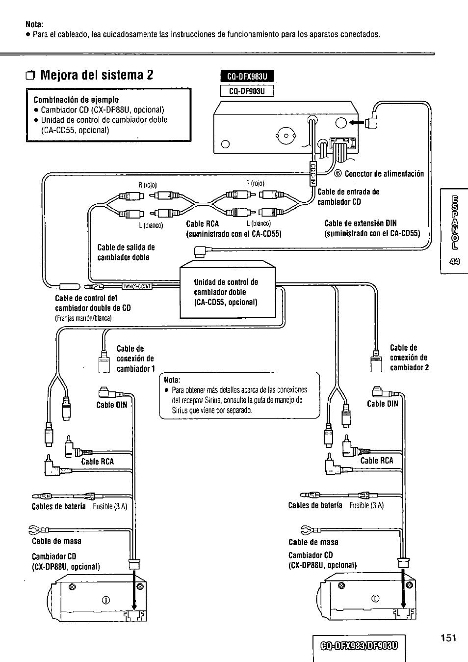 A mejora del sistema 2 | Panasonic Removable Full Front CD Player/Receiver with Dot Matrix and CD Changer Control CQ-DFX983U User Manual | Page 151 / 156