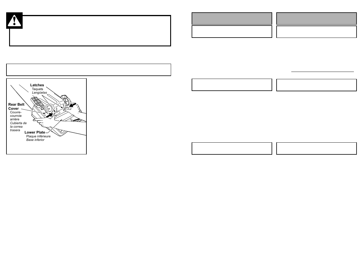 Removing and installing lower plate, Warning, Para operar la aspiradora fonctionnement | Panasonic MC-V6603 User Manual | Page 28 / 48