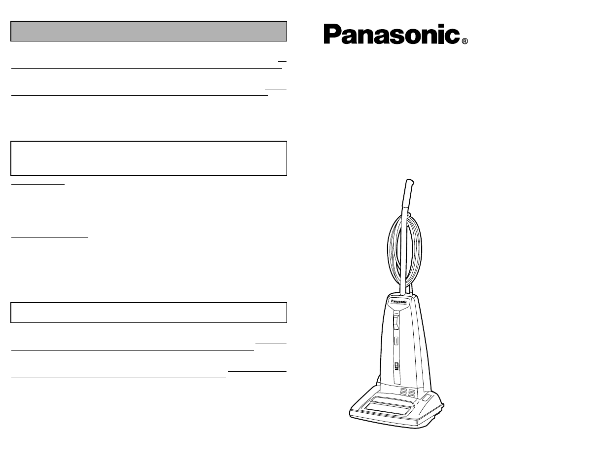 What to do when service is needed, Service apres-vente, Cuando necesita servicio | Mc-v6603 | Panasonic MC-V6603 User Manual | Page 48 / 48