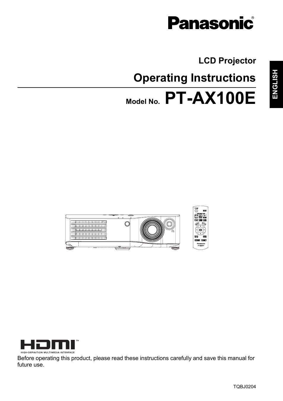 Panasonic PT-AX100E User Manual | 52 pages