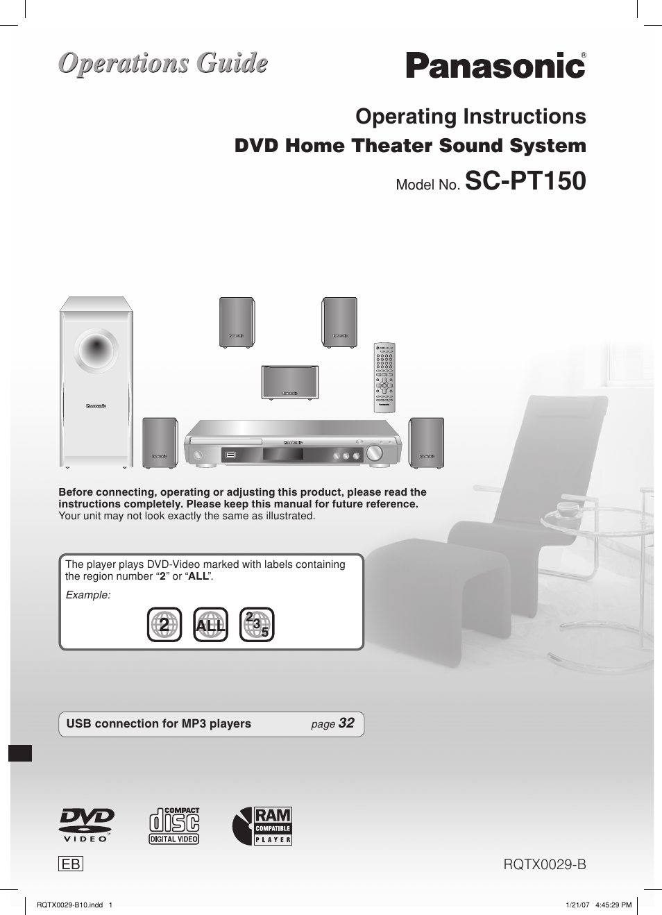 Panasonic sc-pt150 User Manual | 40 pages