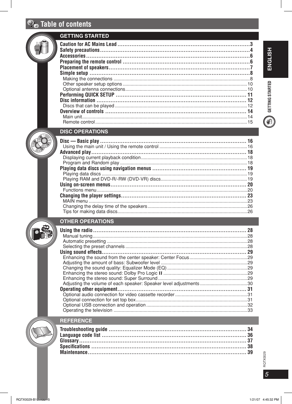 Panasonic sc-pt150 User Manual | Page 5 / 40