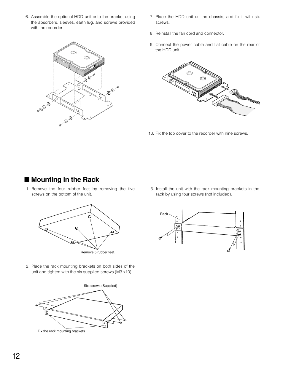 Mounting in the rack | Panasonic WJ-HD220 User Manual | Page 12 / 103