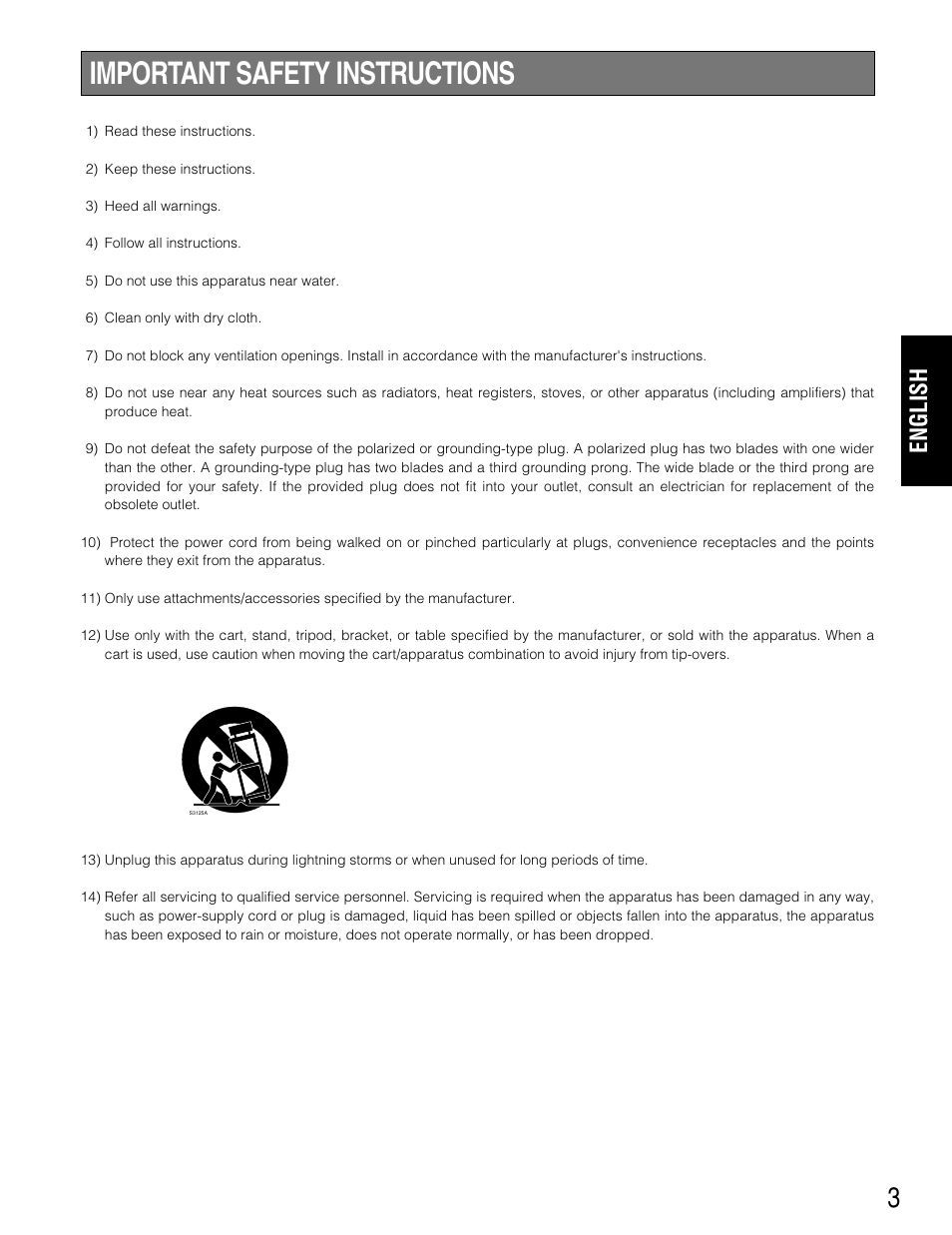 Important safety instructions, English | Panasonic WJ-HD220 User Manual | Page 3 / 103