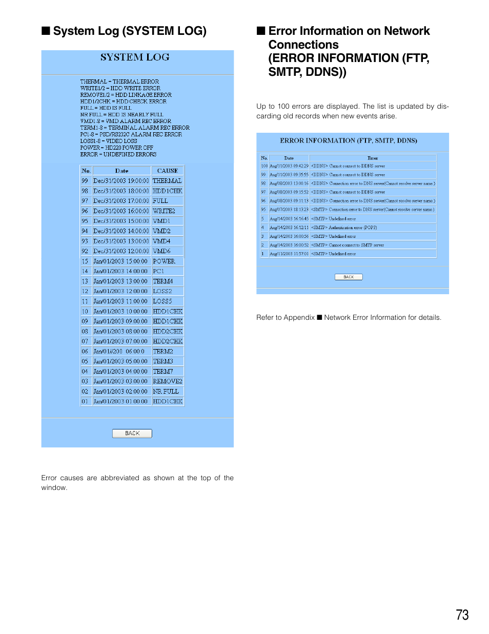 System log (system log) | Panasonic WJ-HD220 User Manual | Page 73 / 103