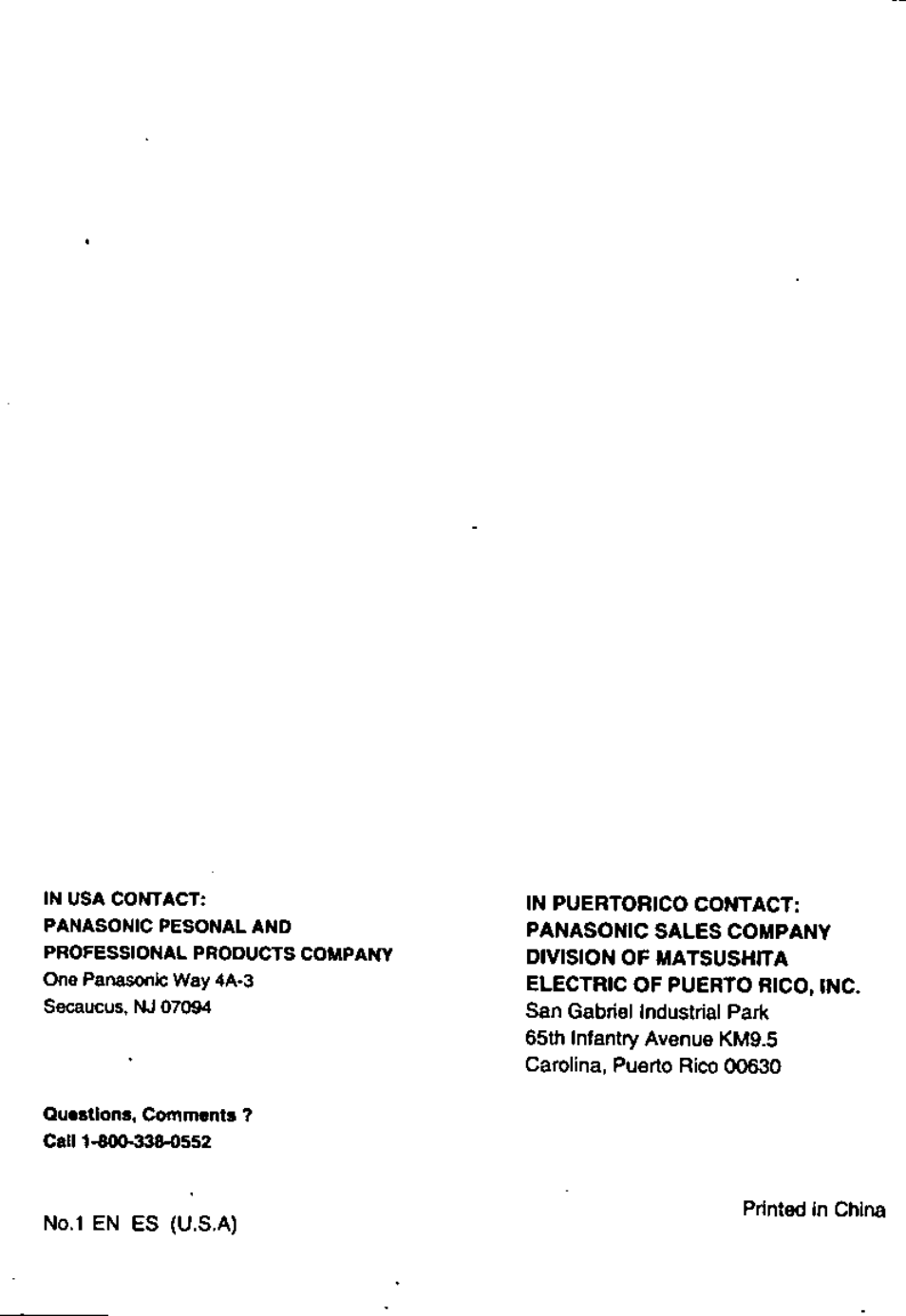 Panasonic Wet/Dry Rechargeable Shaver ES364 User Manual | Page 16 / 16