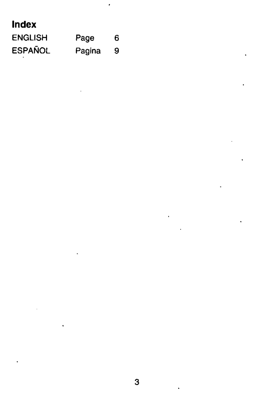 Index | Panasonic Wet/Dry Rechargeable Shaver ES364 User Manual | Page 3 / 16
