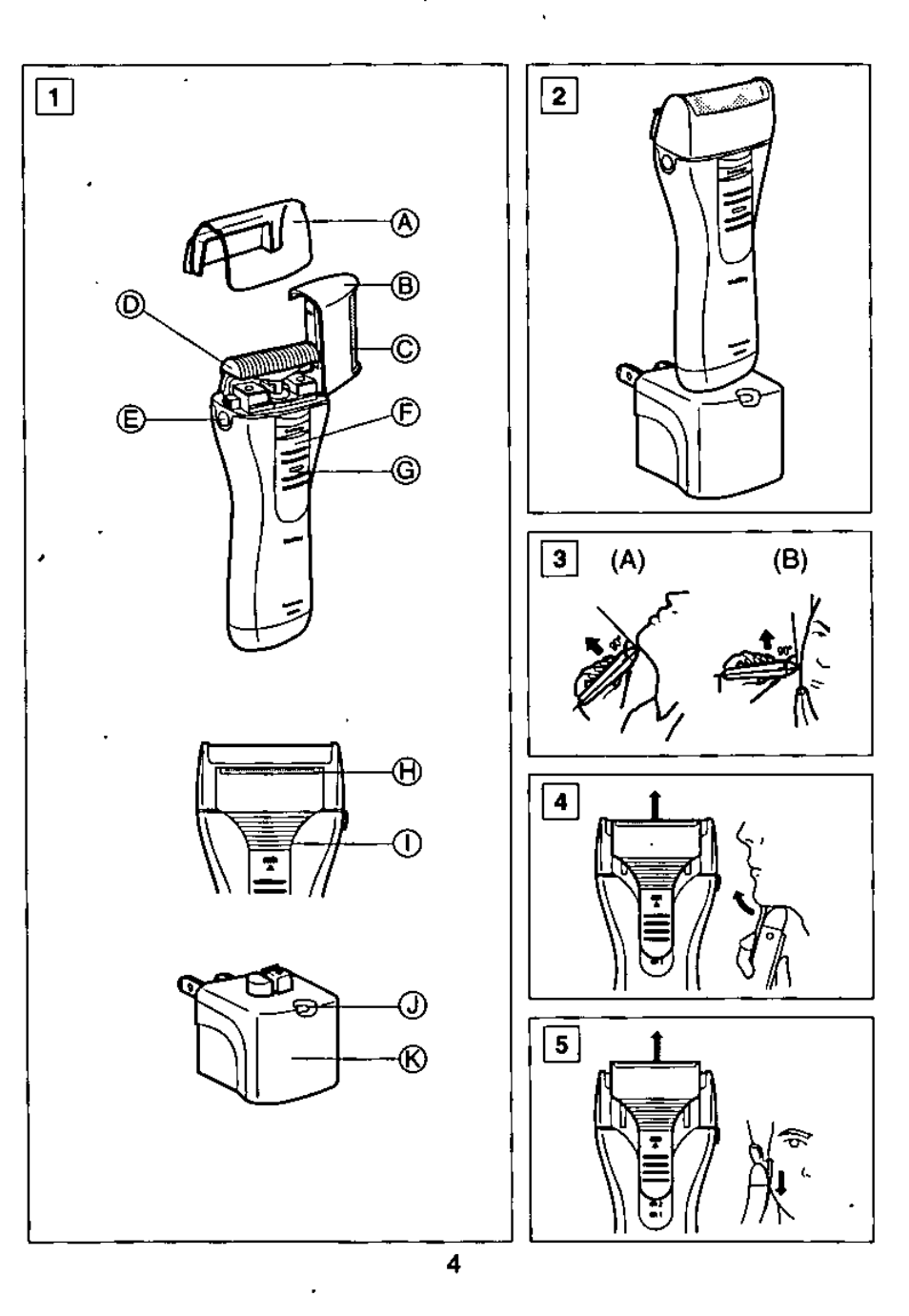 Шее) | Panasonic Wet/Dry Rechargeable Shaver ES364 User Manual | Page 4 / 16