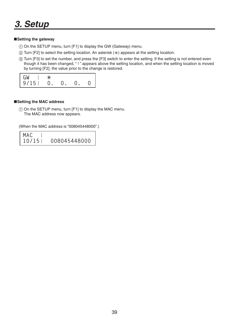 Setup | Panasonic AV-HS300G User Manual | Page 13 / 20