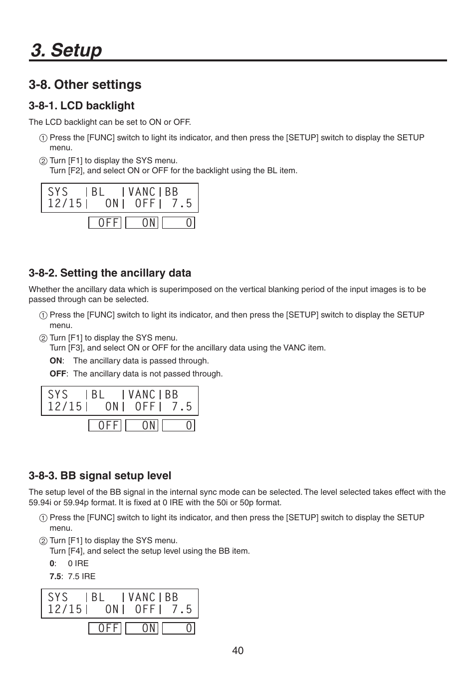 Setup, 8. other settings | Panasonic AV-HS300G User Manual | Page 14 / 20