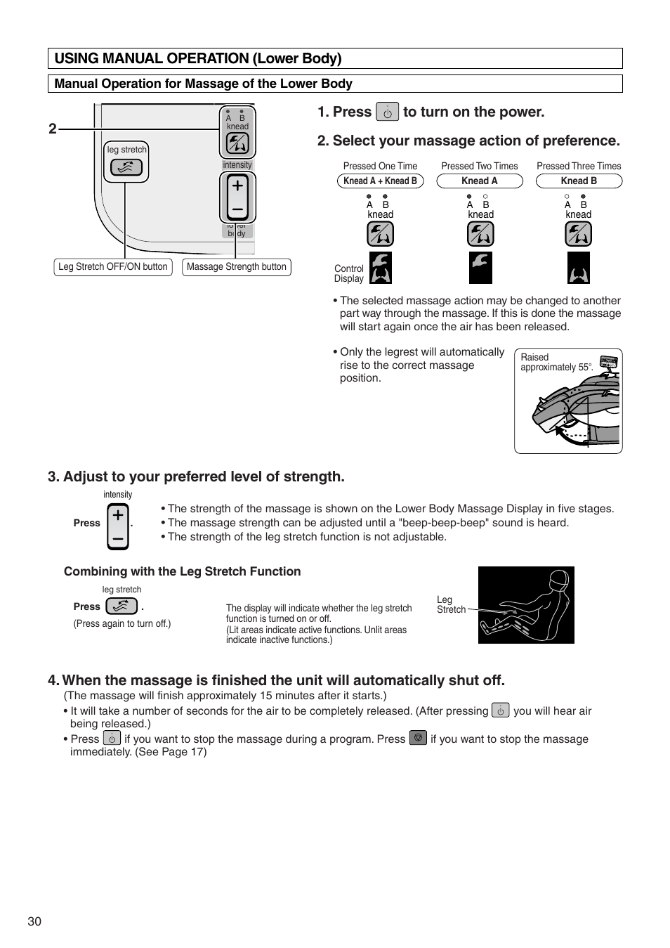 Using manual operation (lower body) | Panasonic EP322 User Manual | Page 32 / 41