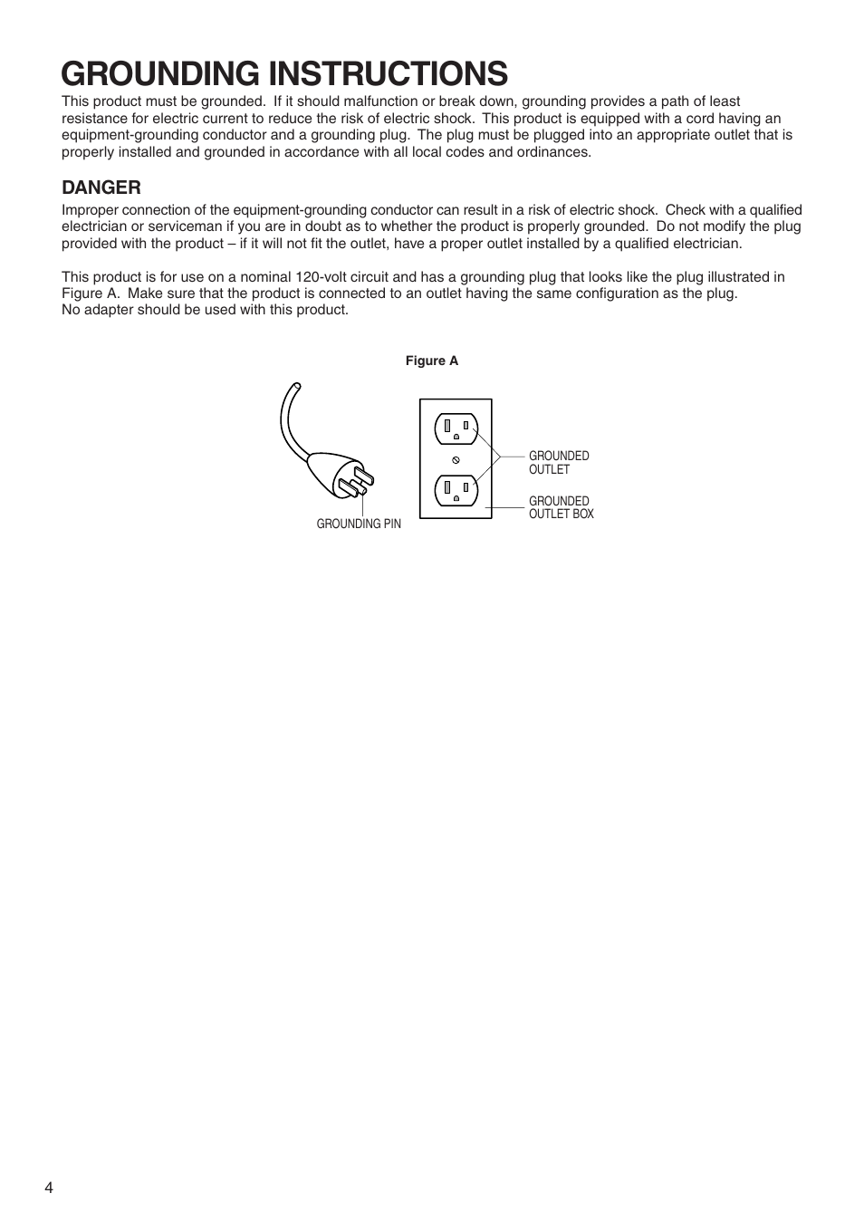 Grounding instructions | Panasonic EP322 User Manual | Page 6 / 41