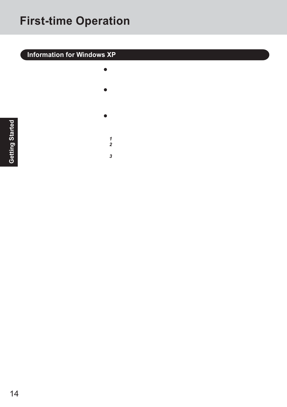 First-time operation | Panasonic CF-18 Series User Manual | Page 14 / 44