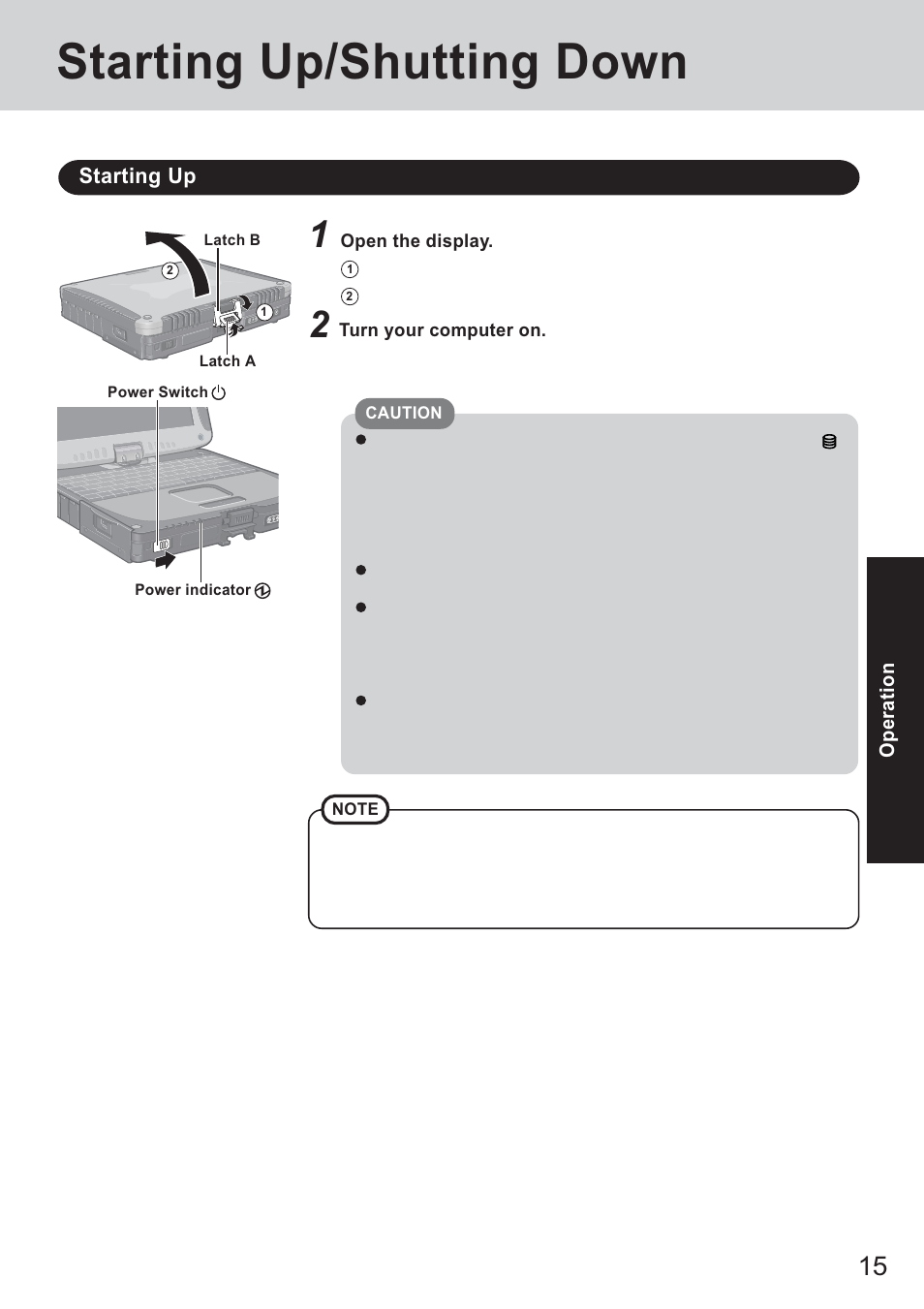 Starting up/shutting down | Panasonic CF-18 Series User Manual | Page 15 / 44