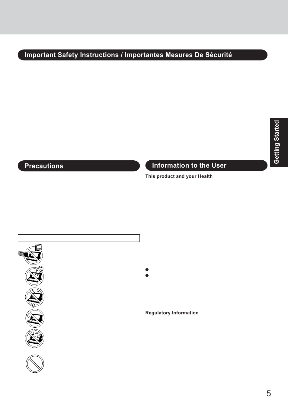 Precautions | Panasonic CF-18 Series User Manual | Page 5 / 44