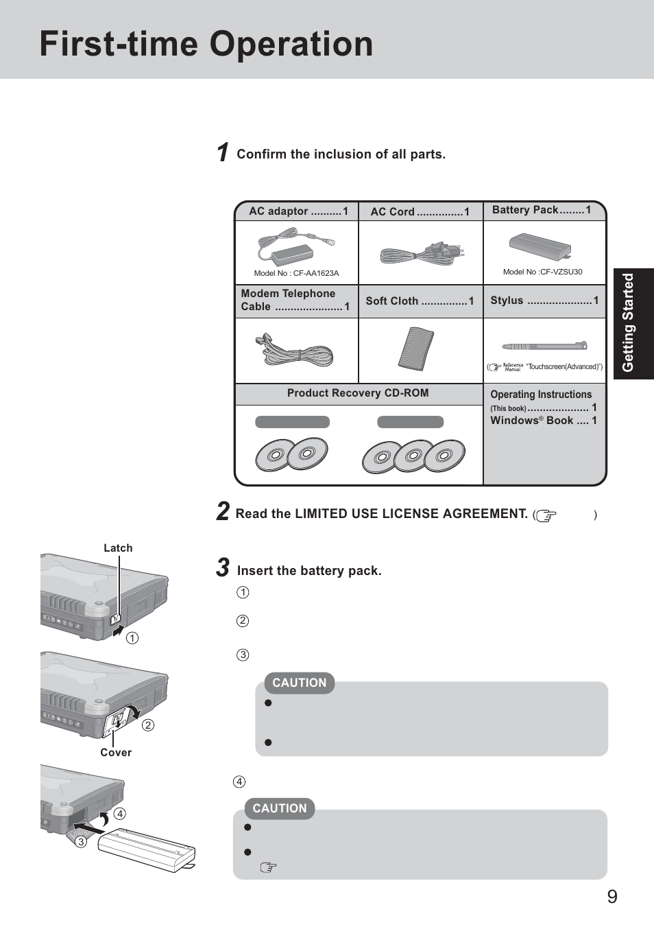 First-time operation | Panasonic CF-18 Series User Manual | Page 9 / 44