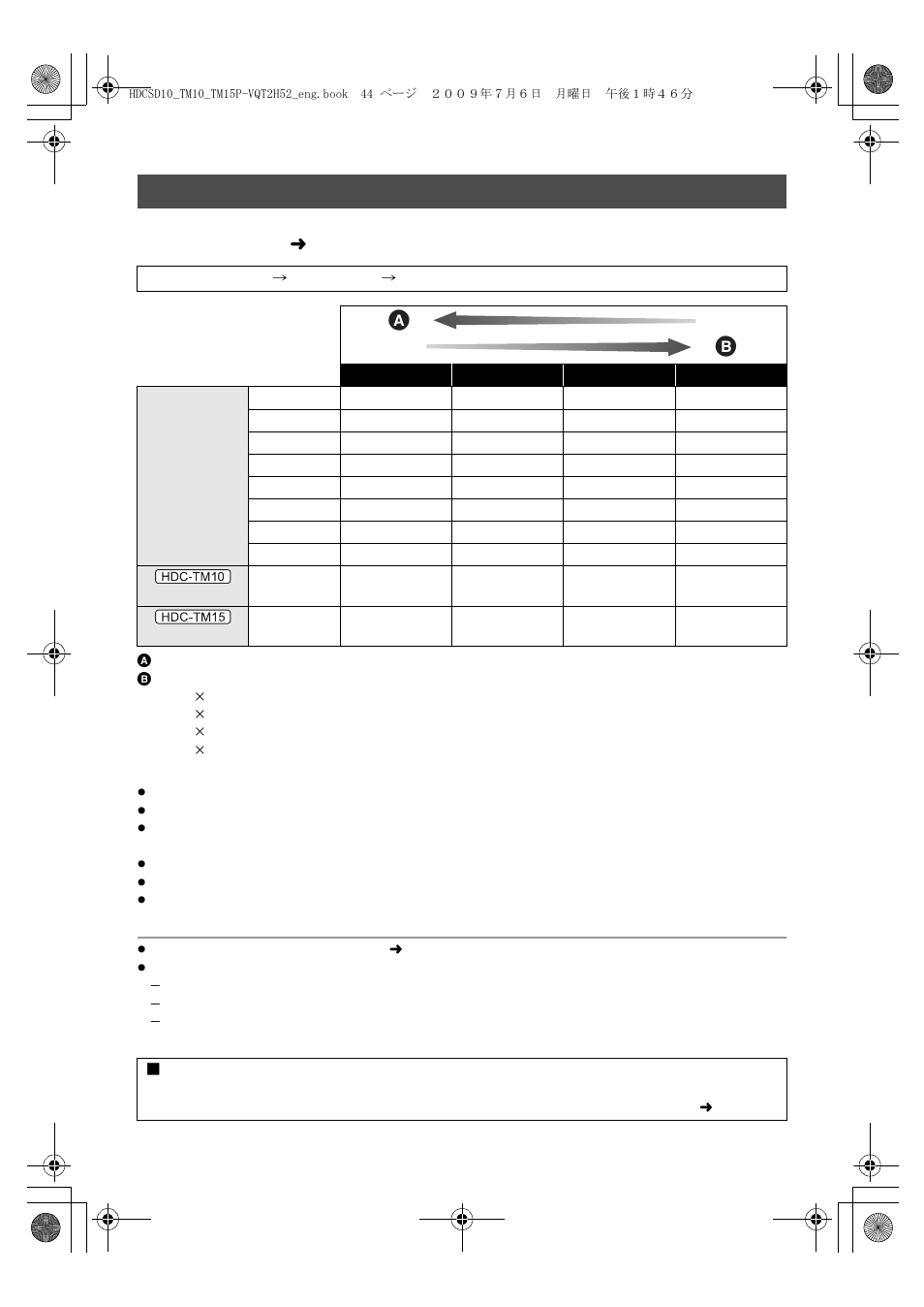 Recording modes/approximate recordable time, Select the menu. ( l 29), Back up data periodically | Panasonic VQT2H52 User Manual | Page 44 / 152