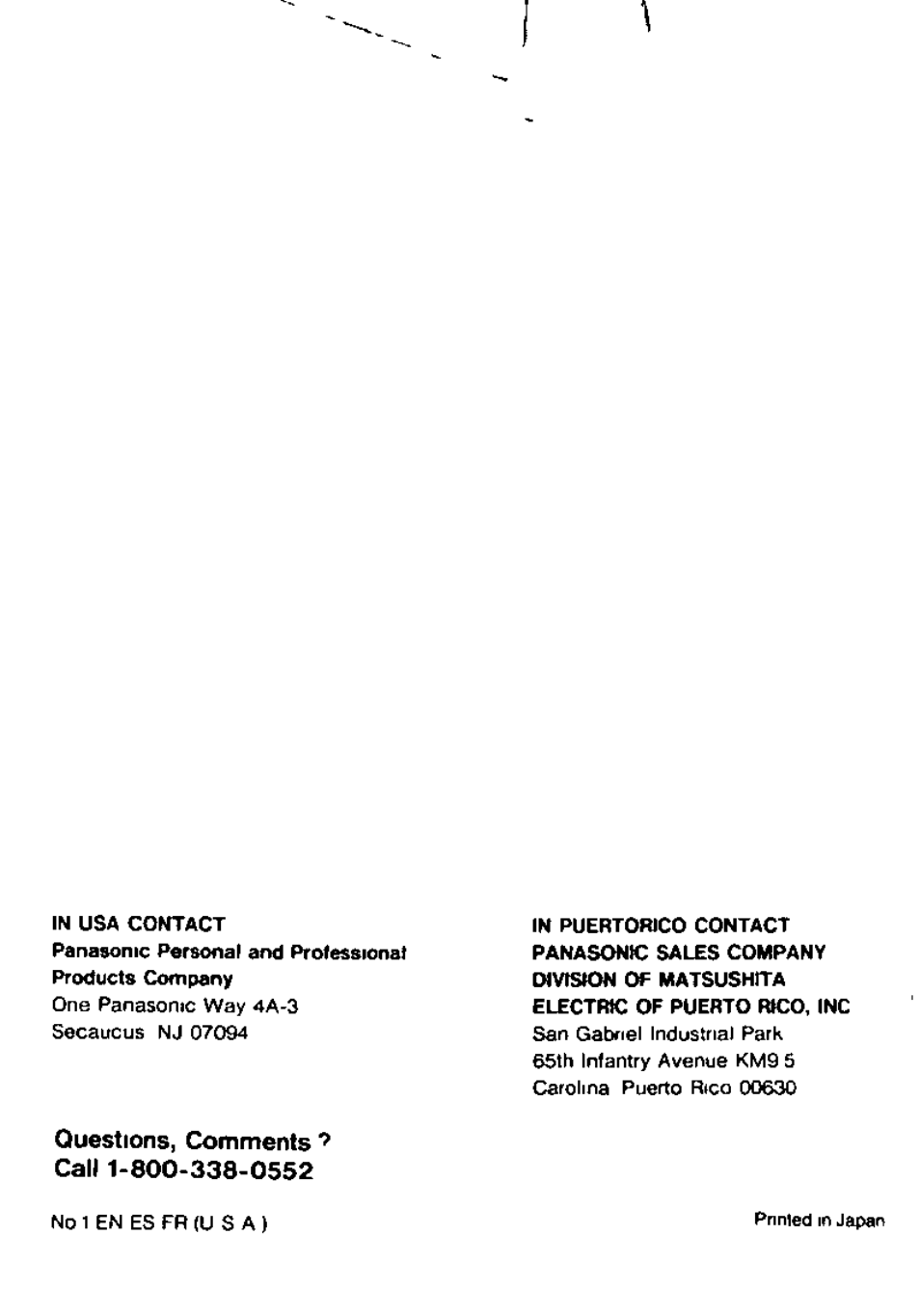 Panasonic ES882 User Manual | Page 20 / 20