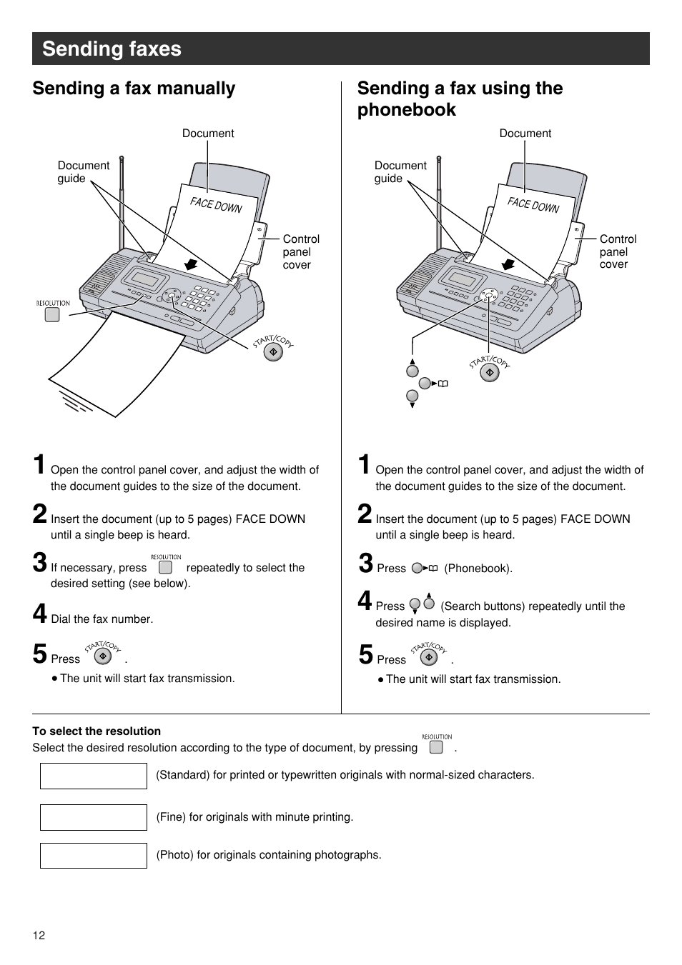 Sending faxes | Panasonic KX-PW110CL User Manual | Page 12 / 20