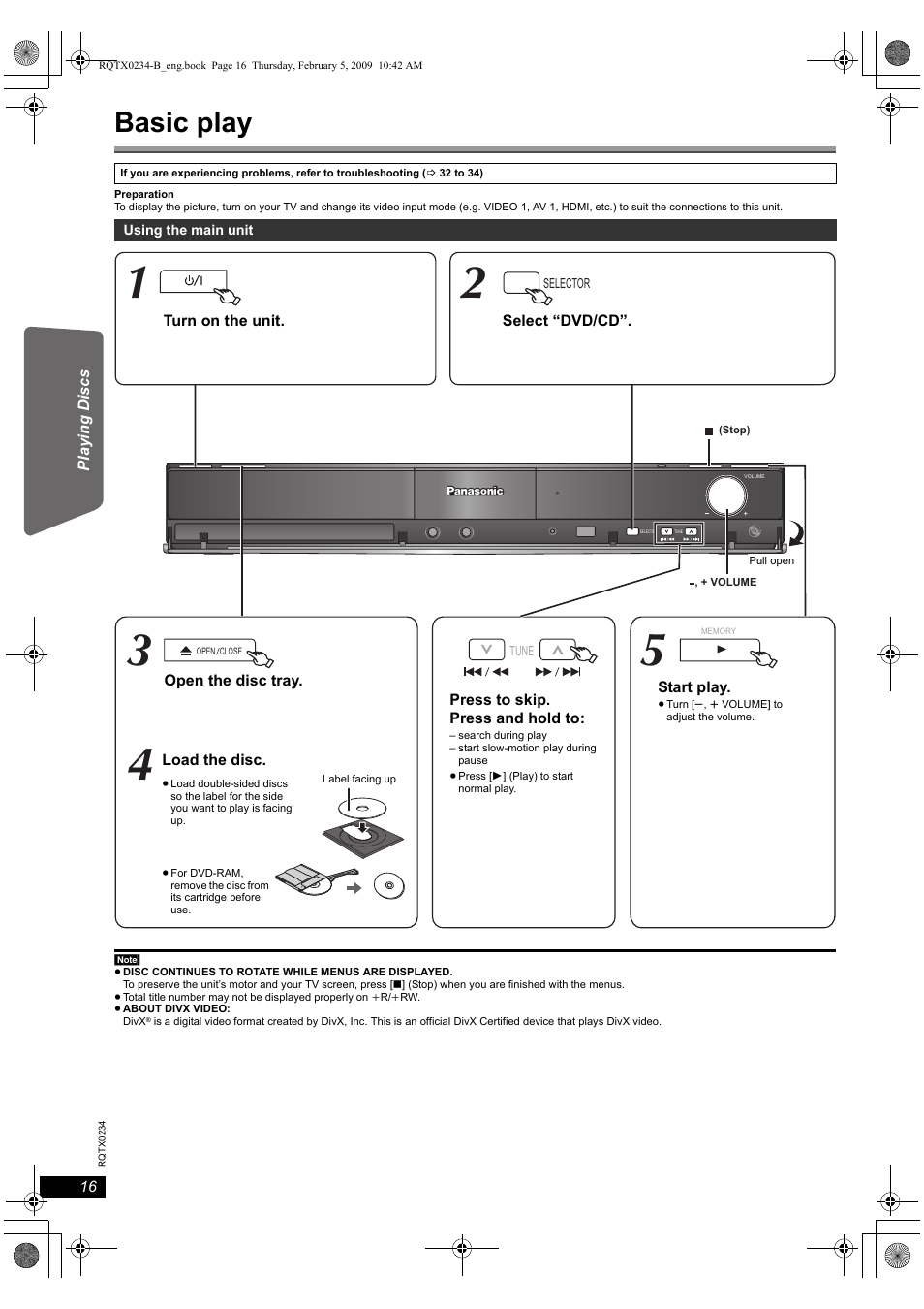 Basic play | Panasonic SC-PT875 User Manual | Page 16 / 40