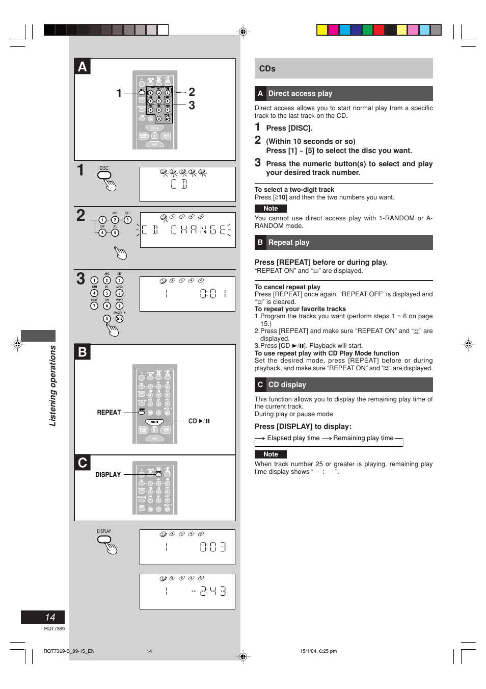 Listening operations | Panasonic SCPM19 User Manual | Page 14 / 28