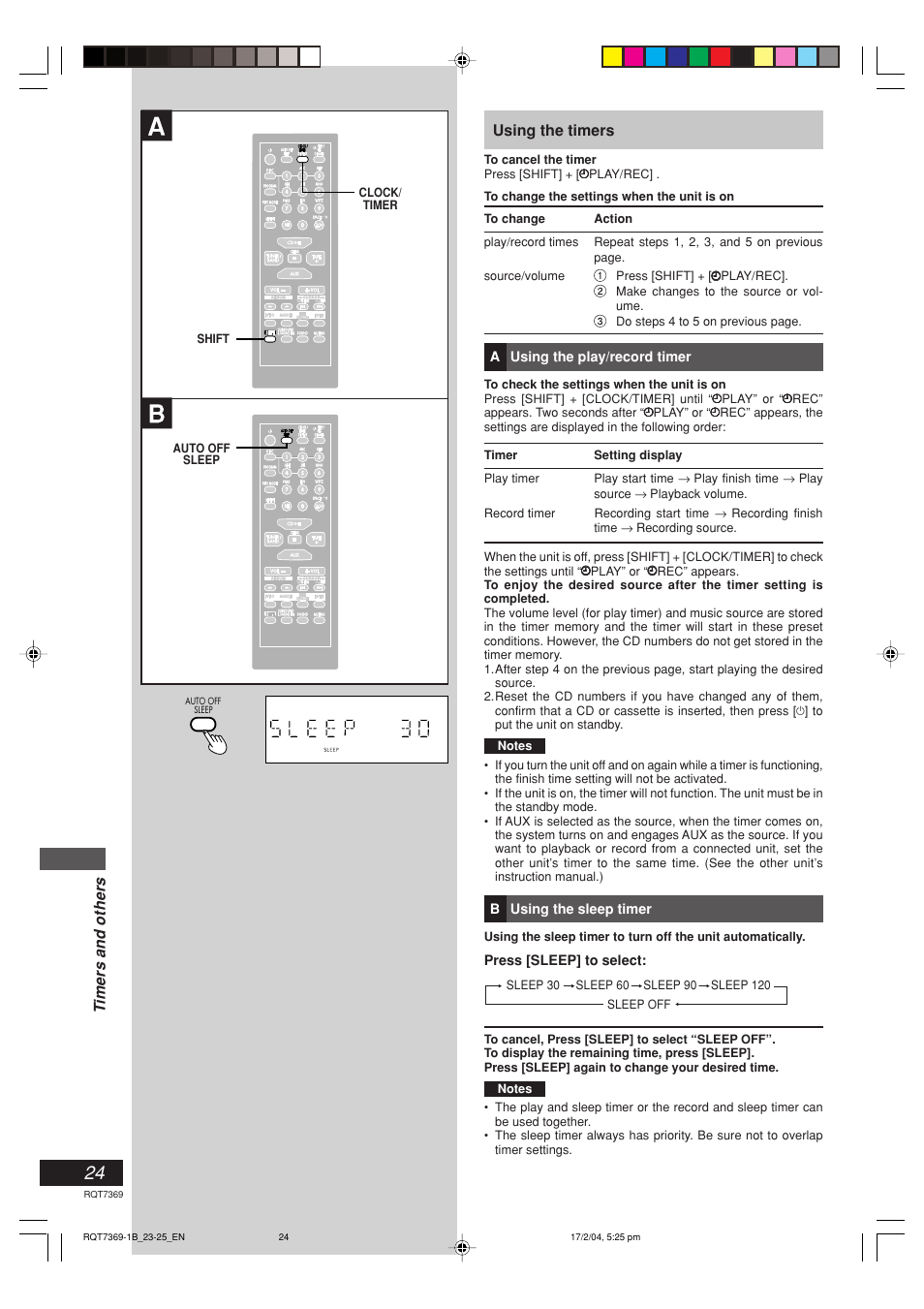 Timers and others, Using the timers | Panasonic SCPM19 User Manual | Page 24 / 28