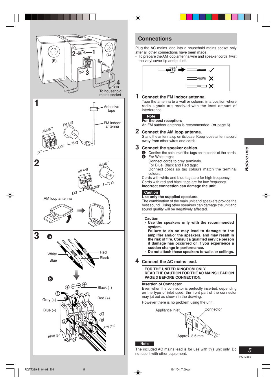 Connections | Panasonic SCPM19 User Manual | Page 5 / 28