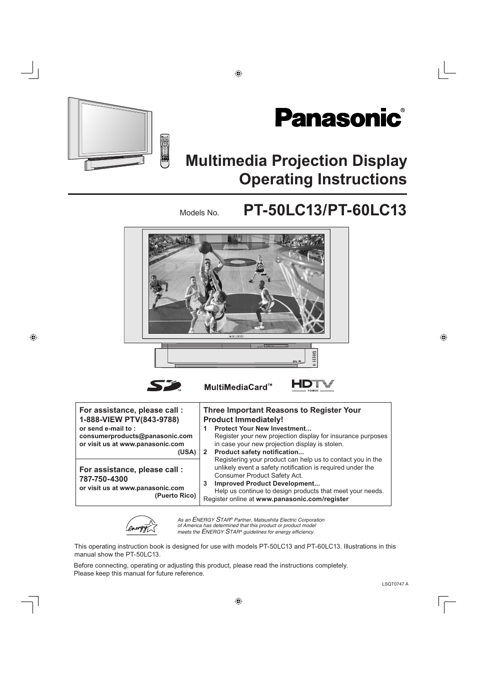 Panasonic PT-60LC13 User Manual | 80 pages