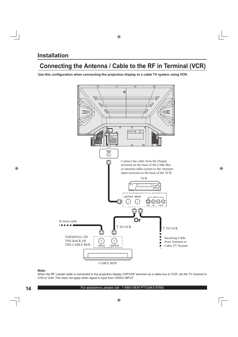 Or installation | Panasonic PT-60LC13 User Manual | Page 14 / 80