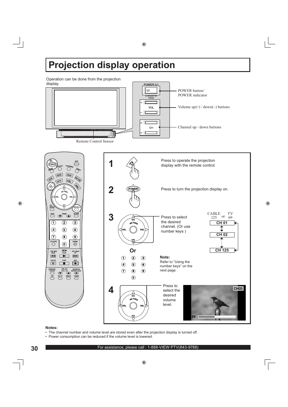 Projection display operation | Panasonic PT-60LC13 User Manual | Page 30 / 80