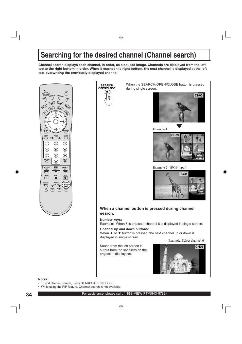 Searching for the desired channel (channel search) | Panasonic PT-60LC13 User Manual | Page 34 / 80