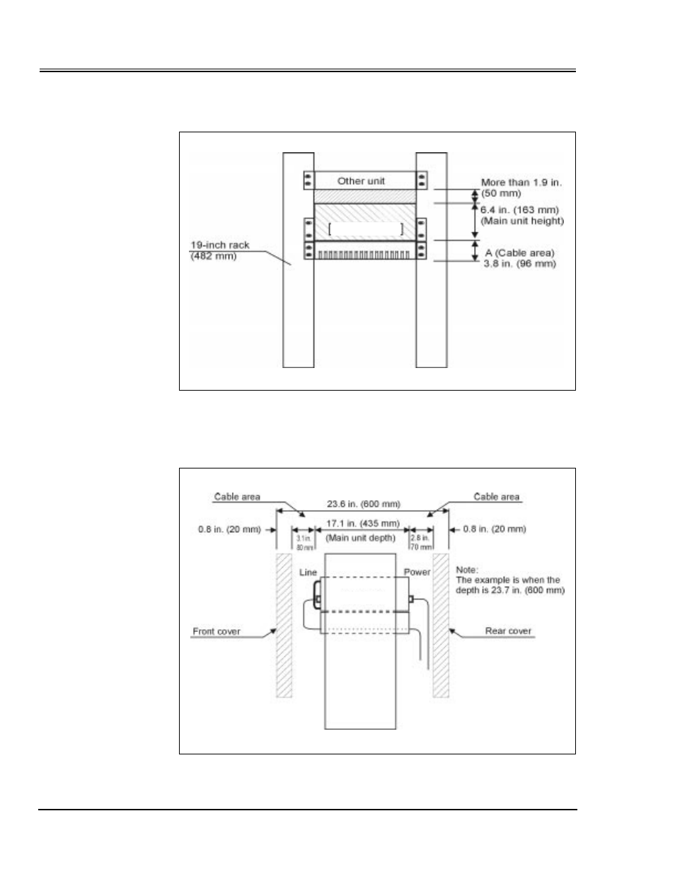 Chassis space requirements, Cable space requirements | Panasonic 1200N User Manual | Page 74 / 256