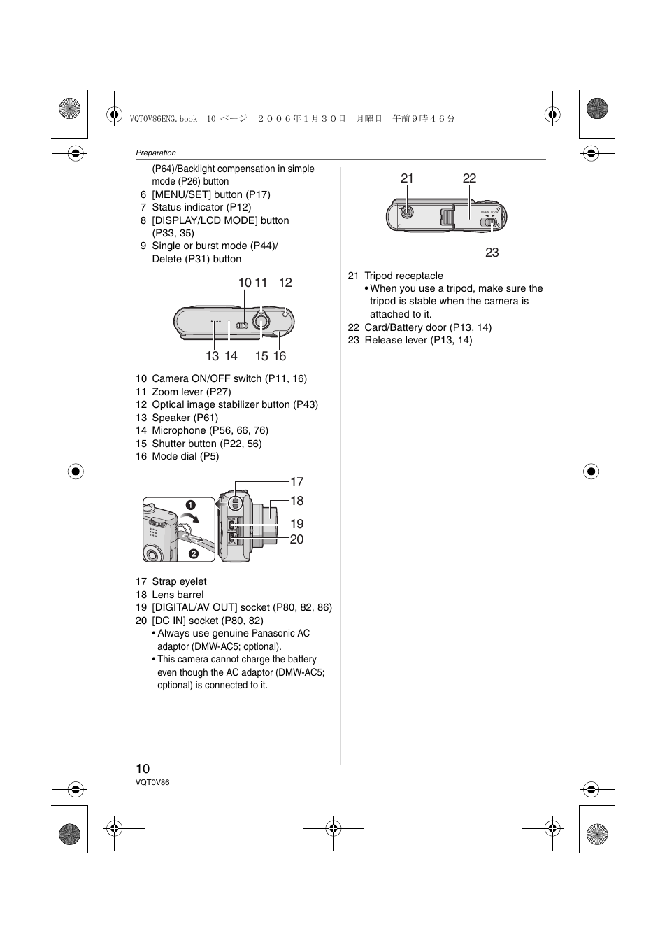Panasonic DMC-FX01 User Manual | Page 10 / 116