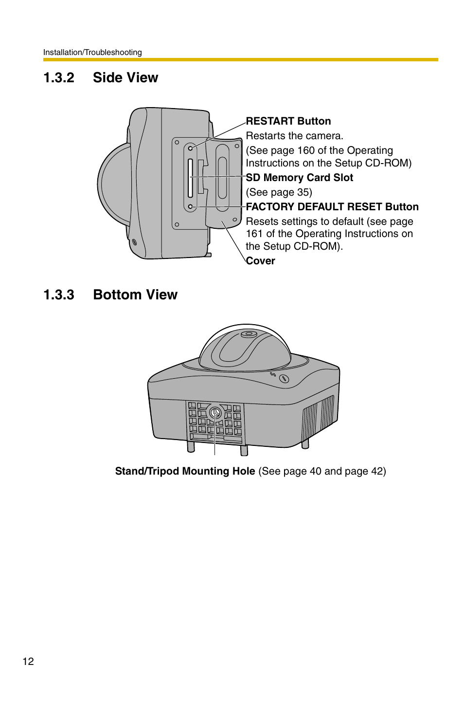 2 side view, 3 bottom view, 2 side view 1.3.3 bottom view | Panasonic BB-HCM331 User Manual | Page 12 / 64
