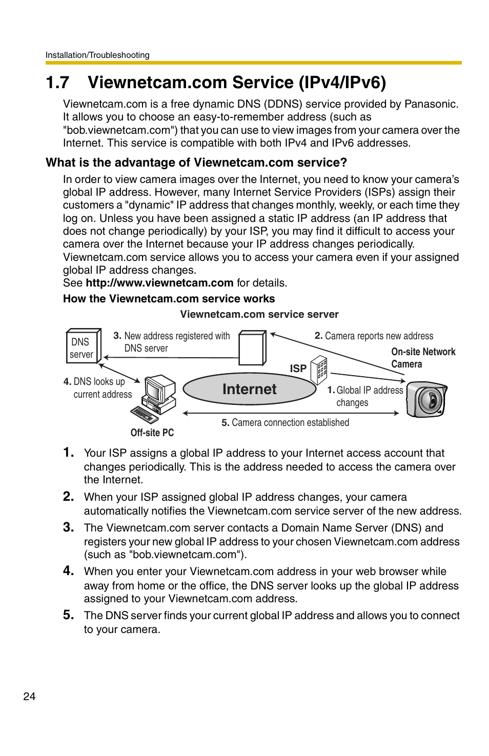 7 viewnetcam.com service (ipv4/ipv6), Internet | Panasonic BB-HCM331 User Manual | Page 24 / 64