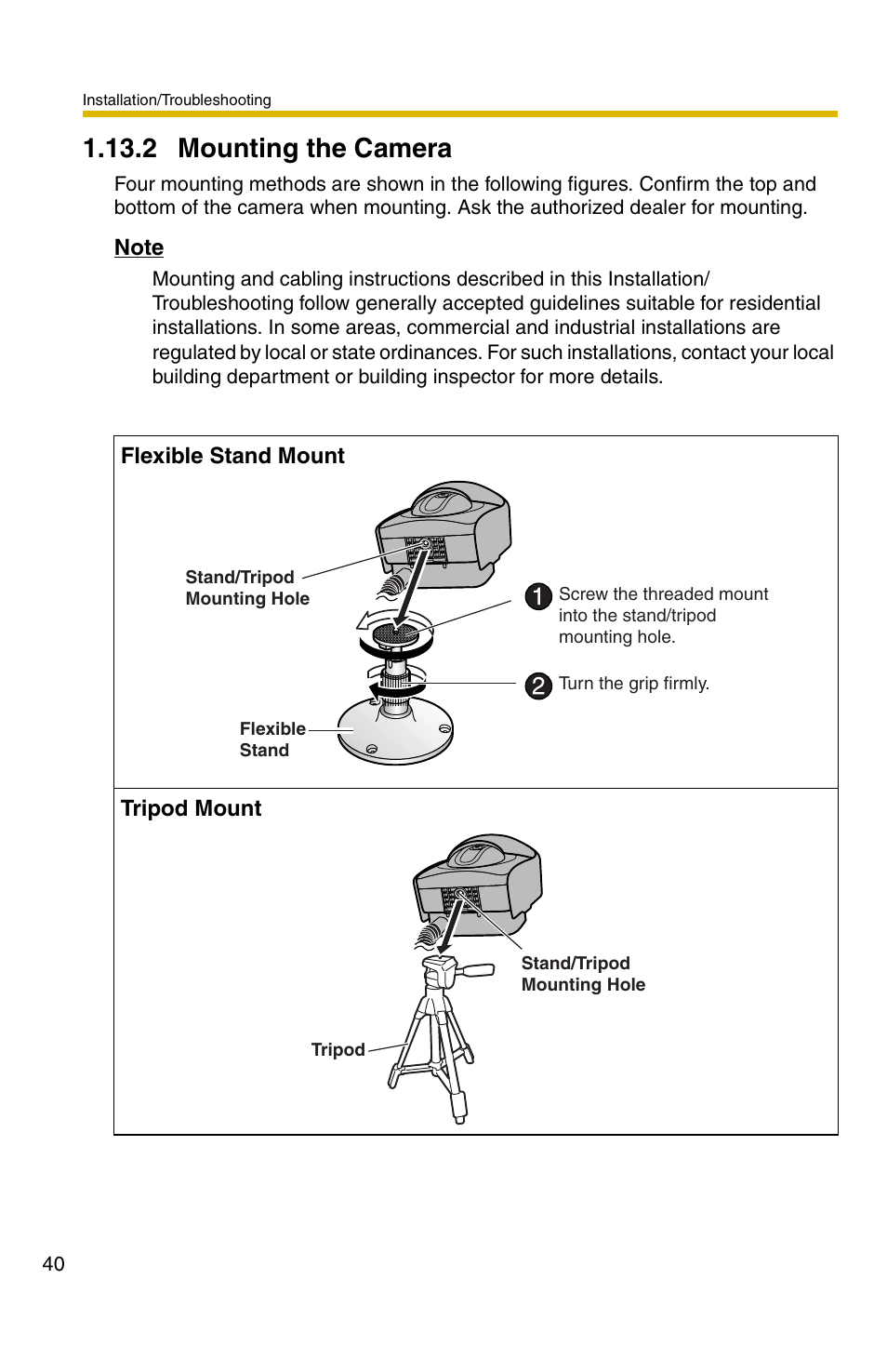 2 mounting the camera | Panasonic BB-HCM331 User Manual | Page 40 / 64