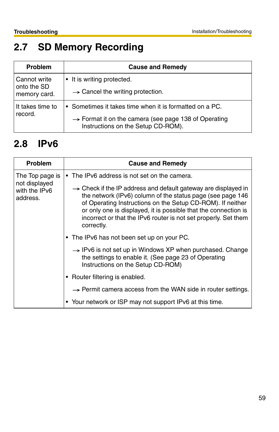 7 sd memory recording, 8 ipv6 | Panasonic BB-HCM331 User Manual | Page 59 / 64