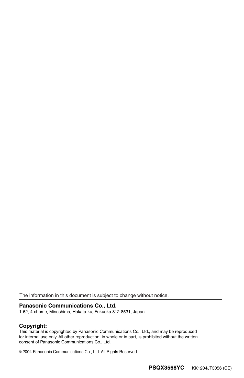Panasonic BB-HCM331 User Manual | Page 64 / 64